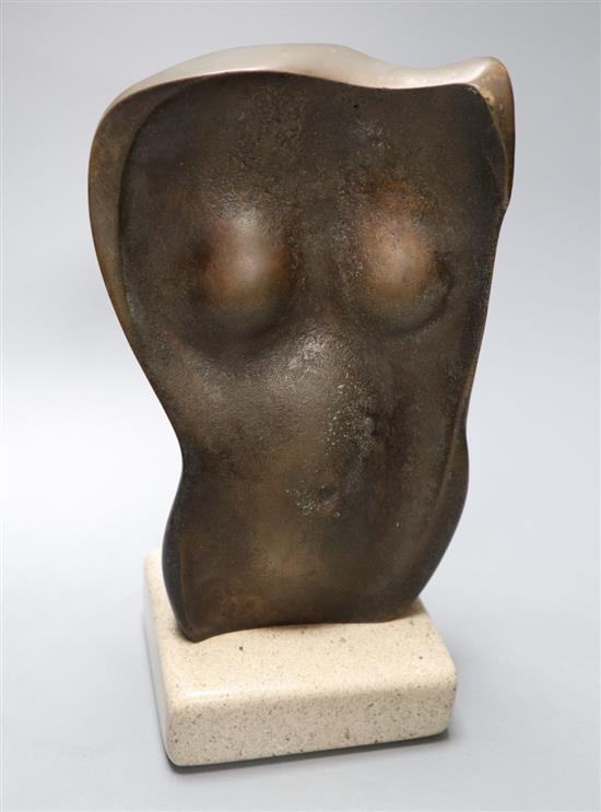 John Skelton (1923-1999) a bronze twisted torso, signed and dated 5/7 1968 on stone plinth, 24cm